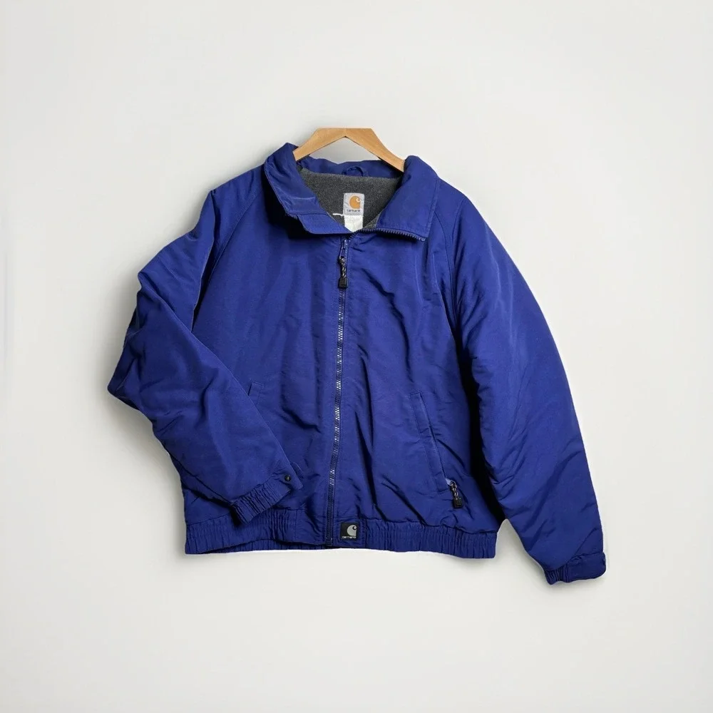 Vintage Carhartt Jacket Mens L -Blue Waterproof Fleece Lined Bomber  J72 COB-90s